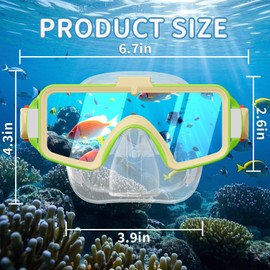 Norabidea Kids Goggles for 6-14, Adjustable Anti-Fog Swim Goggles with Nose Cover, 180° Clear View Fit for All Youth Girls Boys Swimming Snorkeling Diving