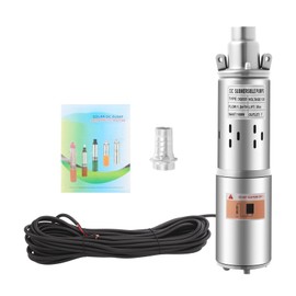 Solar Water Pump, 12V 180W Submersible Water Well Pump, Solar Water Pump Farm Ranch Submersible Irrigation Bore Deep Well Screw Pump for Industrial, Livestock Drinking 1.2m3/h 55.77ft Cable
