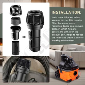 DECKMAN WS25025A VT2525 Wet/Dry Vacs Vacuum Muffler Diffuser - 2-1/2-Inch Diffuser Shop Vacuum Attachment for Most Shop Vacuums - Reduces Blown Debris and Dust - Black