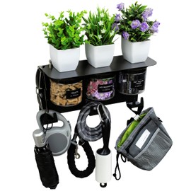 Vascito Pet Station Shelf Storage Organizer Dog Leash Holder for Wall, Dog Storage Organizer with 13.5" Dog Shelf, Dog Hooks and 3 Airtight 16oz Dog Treat Jars, New Puppy Essentials