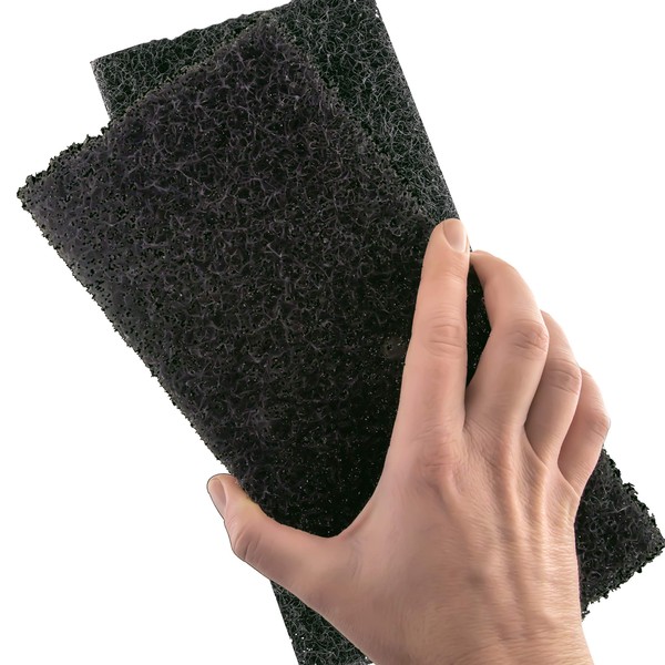 Paquete de 2 almohadillas de estropajos XL negras. 10 esponjas multiusos de nailon de 11,4 cm. Limpia baños, cocinas, encimeras y suelos para borrar la suciedad y hacer que las superficies brillen
