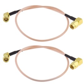 eMagTech 2Pcs SMA Male to SMA Male Right Angle Cable Replacement Small Right Angle Coaxial Cable Accessories for Antennas FPV Drone LTE Hotspot Gateway