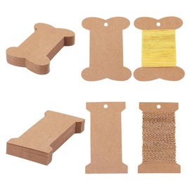 PH PandaHall 80PCS Ribbon Storage Organizer, 2 Styles Cardboard Ribbon Craft Spools Yarn Bobbins Holder Kraft Floss Bobbins Flat Spool Bobbin for Cross Stitch Cotton Thread Sewing Storage