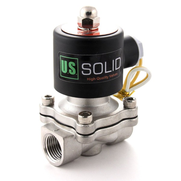 U.S. Solid 110V AC 1/2" Stainless Steel Solenoid Valve Direct Acting Compressed Air Water Water Air Solenoid Valve