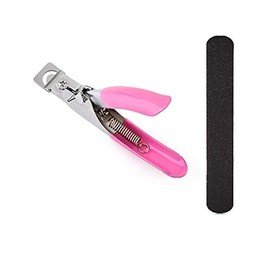 Nail Clipper Professional False Nails Clipper Acrylic UV Gel Fake Artificial Tips Edge Cutter Professional Nail Art Manicure Tool Acrylic Nail Cutter (1 x Pink Nail Cutter + Nail File)