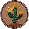 Burning Cactus Patrol Patch - 2" Diameter Round Embroidered Patch (Sew-on)