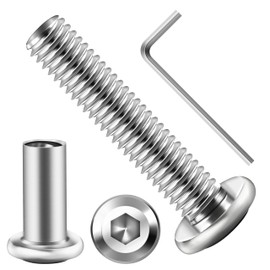 Mywish 10Sets M6 x 30mm Flat Head Hex Socket Cap Screws Bolts and Barrel Nuts Kit, 304 Stainless Steel Furniture Connector Bolts, Metric M6 Countersunk Binding Screws for Crib Cabinet with Hex Spanner
