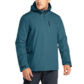 33,000ft Men's Rain Jacket Waterproof Cycling Running Raincoat with Hood Lightweight Windbreaker Shell with Mesh Lining
