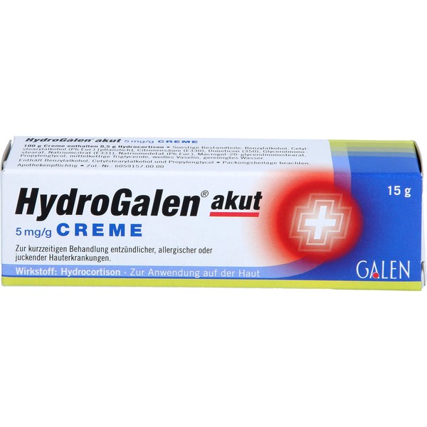 Galenpharma HydroGalen akut 5 mg / g Creme bei entzündlichen, allergischen oder juckenden Hauterkrankungen, 15 g Creme