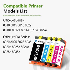 MOLIMER 4PK 910XL Ink Cartridge Replacement for HP OfficeJet Pro 8020 8028 8028e W/Chip