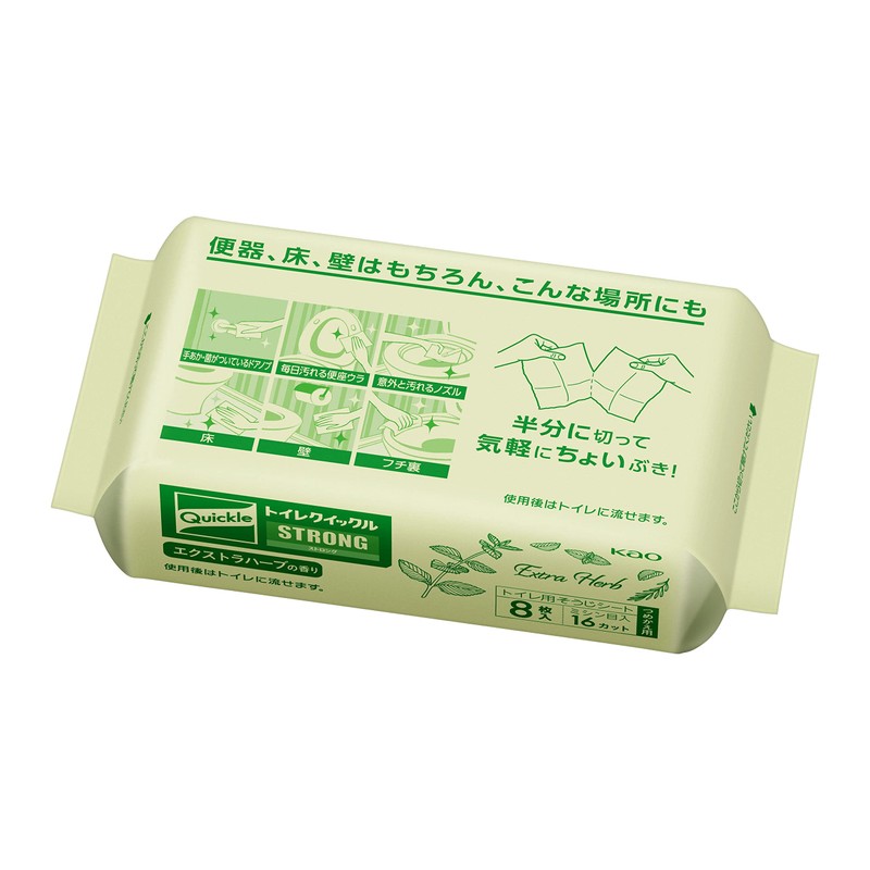 Toilet Quickle, Strong, Extra Herb Scent, Refill Pack, 16 Sheets