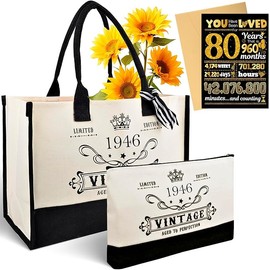 Nerien Geburtstag Geschenke für Frau - Geburtstagsgeschenk Mit Schöne Handtasche & Kosmetiktasche & Geburtstagskarte, Lustige Geschenkideen Personalisierte Vintage Tasche für Freundin Mädchen