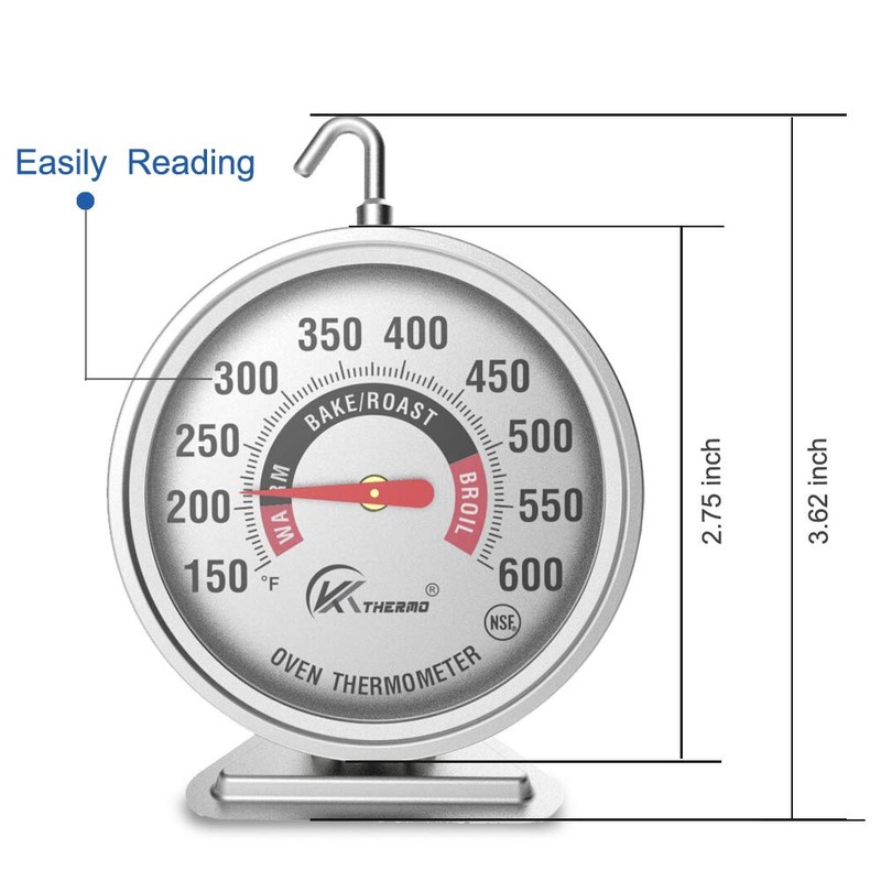 KT THERMO Oven Thermometer150-600°F, Oven Grill Fry Chef Smoker Analog
