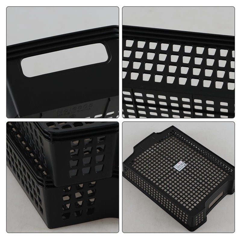 Hayixia 6 Packs Plastic Stacking Storage Baskets, Paper Storage Basket