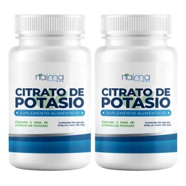 Citrato Potasio 500mg - 2 Frascos - 100 Cápsulas