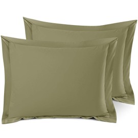 Nestl Soft Pillow Shams Set of 2 - Double Brushed Microfiber Pillow Covers - Hotel Style Premium Bed Pillow Cases, with 1.5” Decorative Flange, Standard 20"x26" - Sage