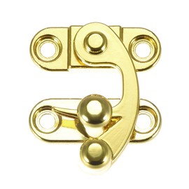 sourcing map Antique Vintage Lock Clasp Right Latch Hook Hasp 33mmx28mm Swing Arm Latch Gold Tone 2 Pcs