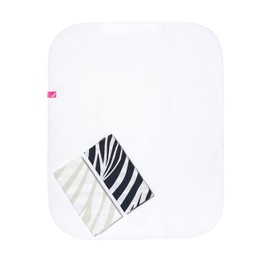 3-in-1 Baby Changing Mat + 2 Molleton Pads - 100% Cotton, Waterproof, Breathable (Zebra Dark Blue)