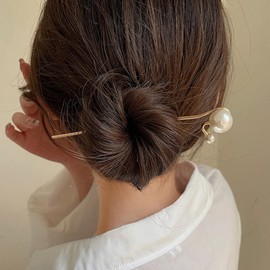 LALAFINA 2pcs Pearl Hairpin Tiara Hair Barrettes for Women Modern Hair Accessories Pearl Hair Forks Japanese Hair Stick Hair Accessory for Girls Women Hair Sticks Stinger Miss Shawl Alloy