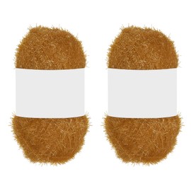 PATIKIL 2 Skeins 109 Yards Scrubbie Yarn, Sparkle Yarn Polyester Scrubbie Sparkle Glass for Dishcloths Crocheting Knitting Blanket Rug Sweater Scarf Hat, Camel