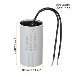 PATIKIL CBB60 16uF Running Capacitor, AC 450V 2 Wires 50/60Hz Cylinder 70x38mm for Water Pumps,Washing Machines Motor Start