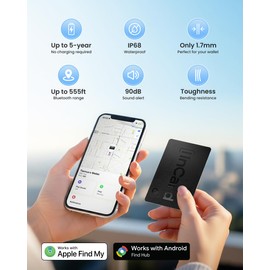Spotelo 2025 New Wallet Tracker Card,Certified by Apple Find My & Goole’s Find Hub Bluetooth Tracker, 1.7mm Wallet Finder, IP68 Waterproof Smart Card,5 Years Battery Life GPS Tracker for Passport, Bag