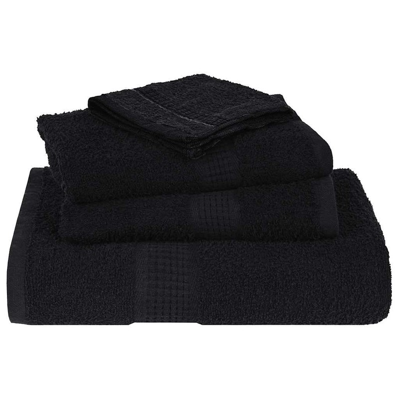 vidaXL Flannel Set of 4 Black 30 x 30 cm