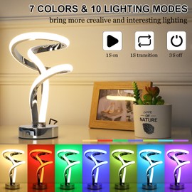 Lightess LED Bedside Lamp Touch Dimmable Table Lamp 10 W RGB Spiral Modern Table Lamp 7 Colours Bedside Lamps for Bedroom Living Room
