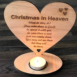 Christmas In Heaven Remembrance Heart tea light holder Cherry