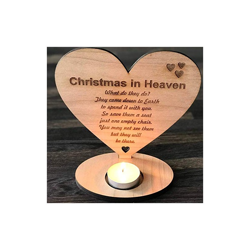 Christmas In Heaven Remembrance Heart tea light holder Cherry