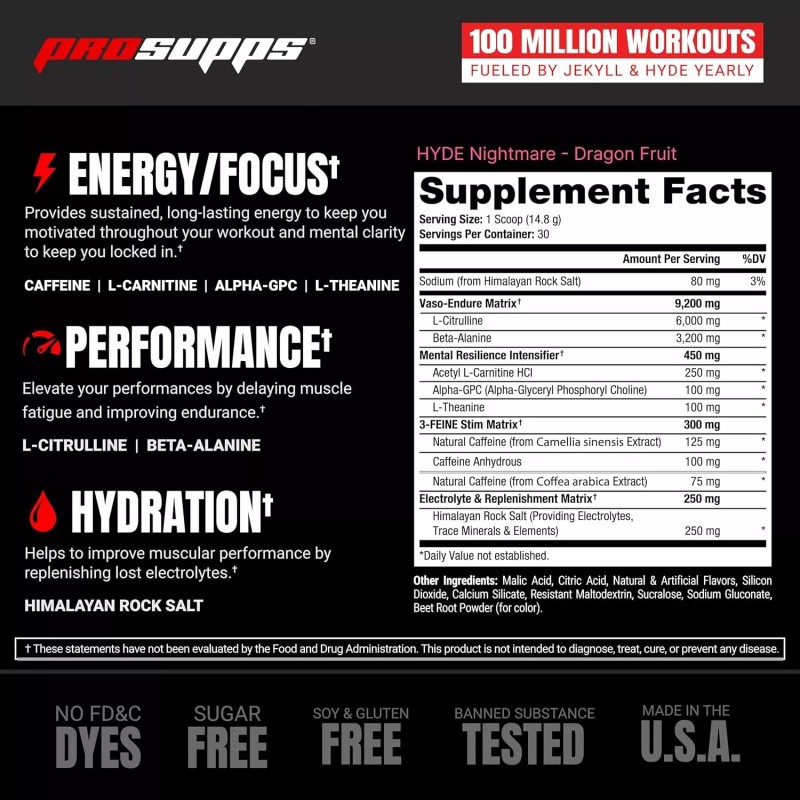 ProSupps Pro Supps Hyde Nightmare Intense Energy Pre-Workout 30 Servings