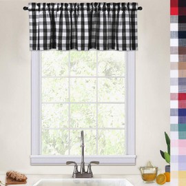 CAROMIO Buffalo Plaid Valance Curtains for Kitchen, Heavyweight Buffalo Check Gingham Farmhouse Valance Curtains for Windows Kitchen Cafe Curtains, 52x15 Inches, Black/White