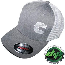 Cummins hat Ball Cap Fitted Flex fit Flexfit Stretch Cummings Dodge Diesel OSFA Gray White mesh