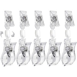 Double Clips Label Holder - Pack of 5 Rotating Double Clips Supermarket Shelves Poster Card Holder Transparent Plastic Price Tag Display Large Multifunctional Sign Attachment Clip