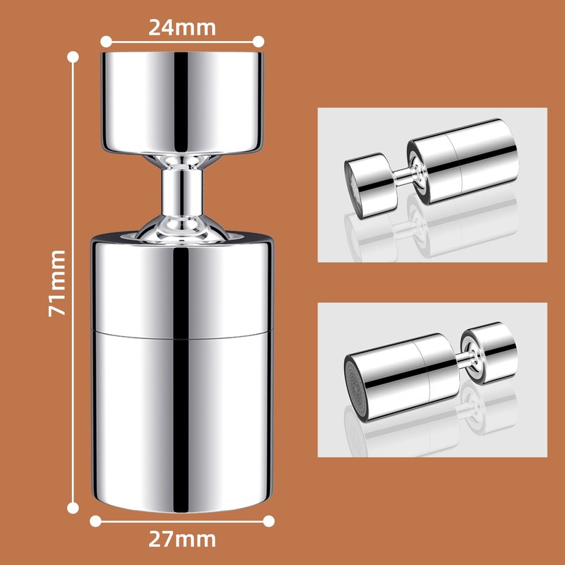 Hibbent Sink Aerator for Kitchen/Bathroom, 2 Modes Faucet Aerator Adjustable
