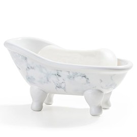 Jabonera de cerámica de 5.6 pulgadas, con diseño de mármol, para ducha, baño y fregadero de cocina
