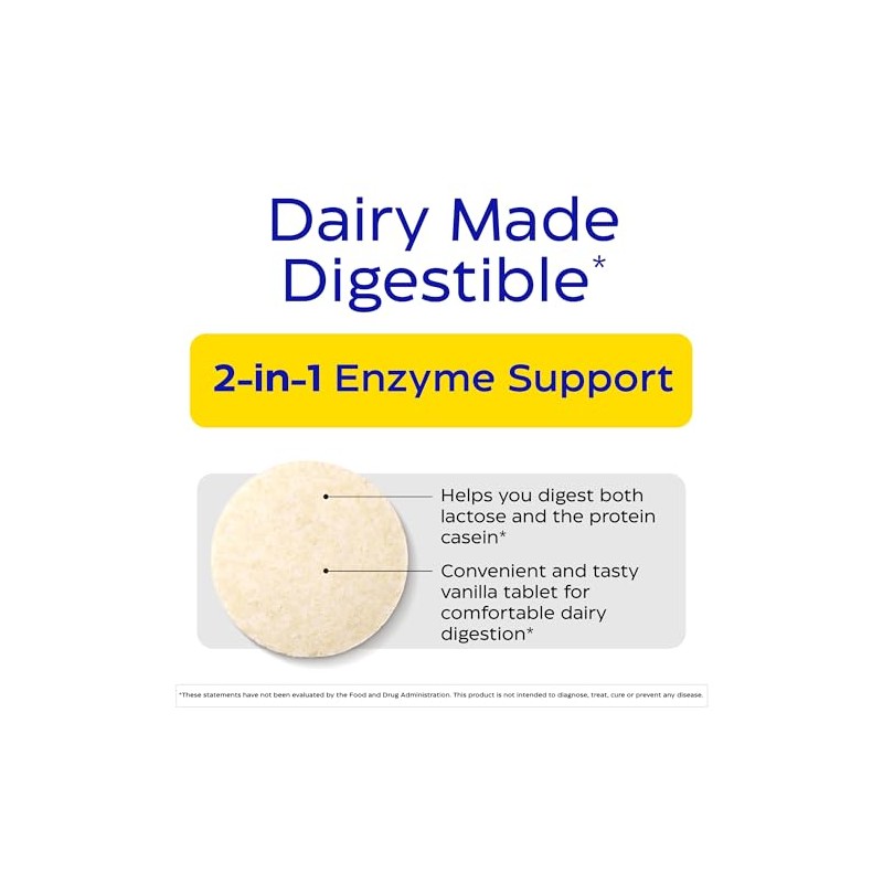 Enzymedica DairyAssist masticable, enzimas digestivas 2 en 1 para la