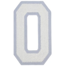 1 Pcs 8.0" White Chenille Number Patches, Iron On or Sew On Appliques for Clothing, Jackets, Backpacks Varsity Style Large Number Patches Pair with Varsity Letter Patches (White 0)
