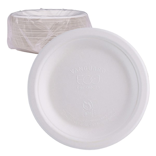 ECO PRODUCTS Vanguard Compostable Disposable Paper Plates, 6" Round Eco-Friendly