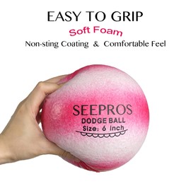 SEEPROS Foam Dodgeball Set Gator Balls - Soft Skin, Low Bounce, Neon Color, Set of 6 with Mesh Storage Bag for Kids and Adults 6 Inch