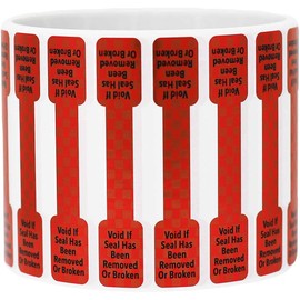 Void If Seal Has Been Broken Or Removed Red Metallic Small Tamper Labels, 0.5 x 2.75 Inches, 500 Total Labels