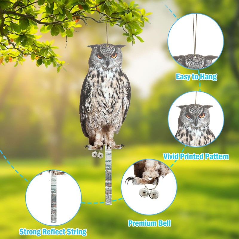 3 Pcs Owl to Keep Birds Away Reflective Owl Bird