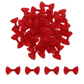 QUARKZMAN Pack of 50 Red Bow Ties 1.5 x 1 Inch Mini Bows for Crafts Small Satin Bows Wholesale for DIY Sewing Scrapbooking Wedding Gift Present Home Decoration