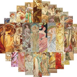 [Magic of Sedona] Alphonse Mucha Bookmark Set, Set of 30, Art Nouveau Style Bookmarks | High Quality White Card Paper, Waterproof, UV Treatment, 1.6 x 5.9 inches (4 x 15 cm), Bookmark Bookmark