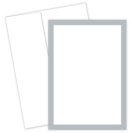 Great Papers! Metallic Silver Border Flat Card Invitation with Envelopes, 5.5"x7.75", 20 Count (152678)