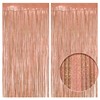 2 Pack Holographic Rose Gold Tinsel Curtains, 3.2x8.2ft Party Streamers