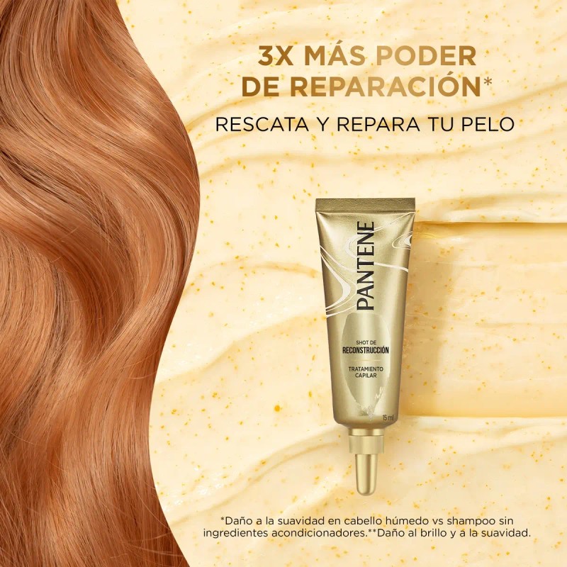Ampolletas Pantene Shot de Reconstrucción Perlas Pro-Vitaminas 3 de 15