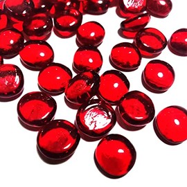 WLYTE Red Flat Glass Marbles for Vase Filler, 1Lb Glass Marbles, Glass Stones for Vase Aquarium Table Scatter Decor