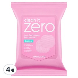 Banila Co. Clean It Zero Soothing Lip & Eye Remover Pads 30p, 30 pieces, 4 pieces / 바닐라코 클린 잇 제로 수딩 립앤아이 리무버 패드 30p, 30개입, 4개