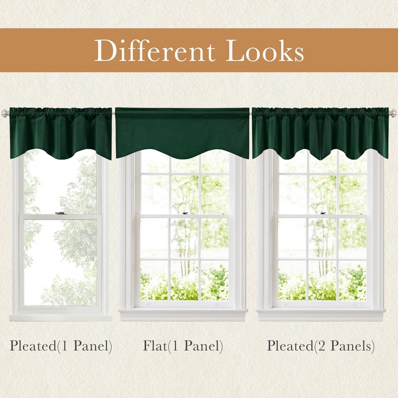 RYB HOME Scalloped Velvet Valances for Windows Decorative, Room Darkening